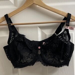 NWT Victoria's Secret Feminine Lace Unlined Demi Bra in Black Size 36DD